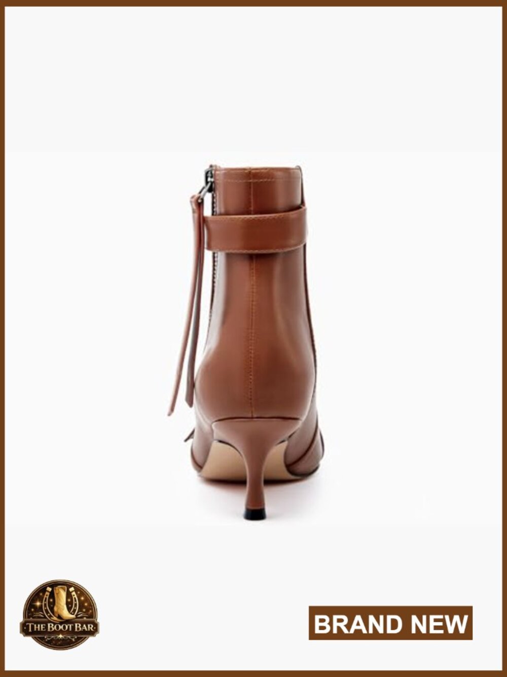 Womens Kitten Heel Ankle Boots Pointed Toe Buckle Side Zip Tassel - Picture 5 of 7